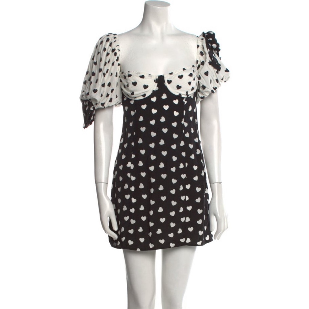 For Love & Lemons White and Black Heart Dress